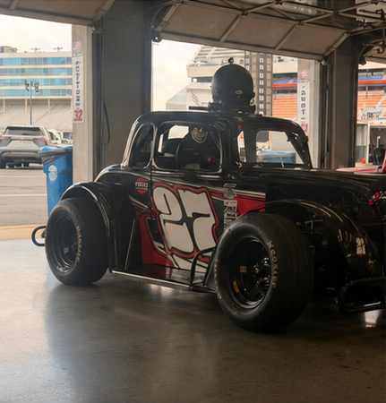 Christian Alston's #27 legend car in the garage