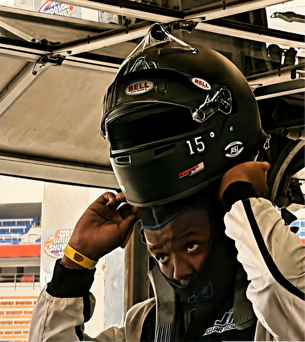 Christian Alston preparing for a race