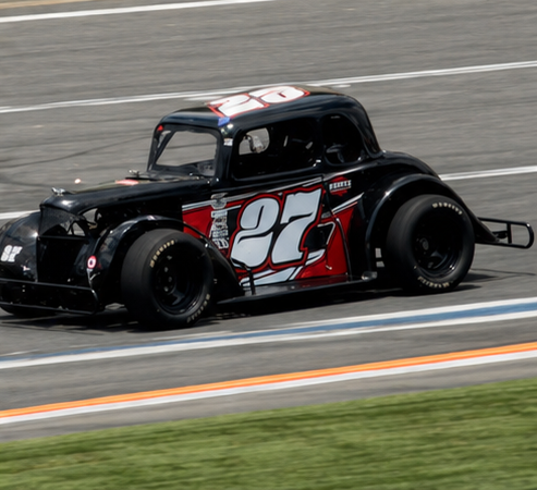 Christian Alston racing on the banking